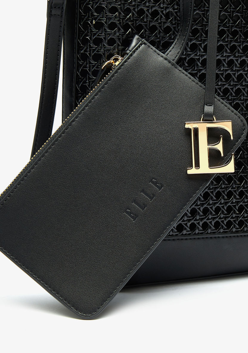 ELLE Textured Tote Bag with Removable Strap and Pouch-Women%27s Handbags-image-3