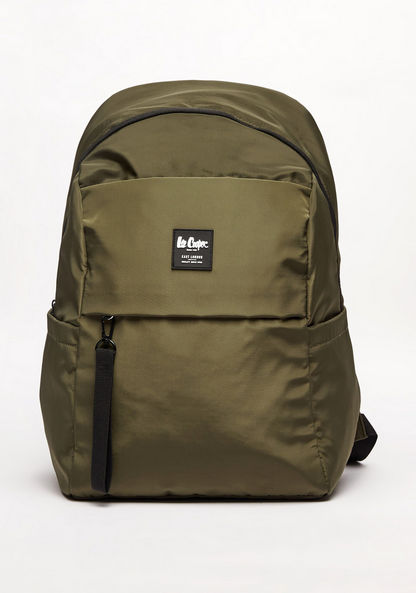 Lee Cooper Solid Backpack with Zip Closure-Men%27s Backpacks-image-0