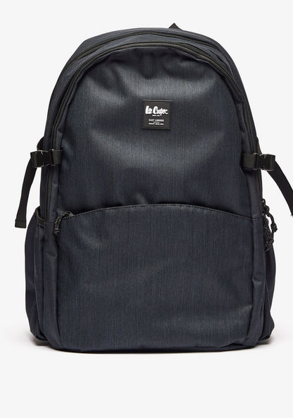 Lee Cooper Textured Backpack with Zip Closure and Adjustable Straps-Men%27s Backpacks-image-0
