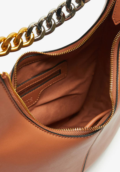 Celeste Solid Shoulder Bag with Metal Detail and Zip closure