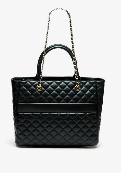 Celeste Quilted Tote Bag with Double Handle and Zip Closure-Women%27s Handbags-image-0