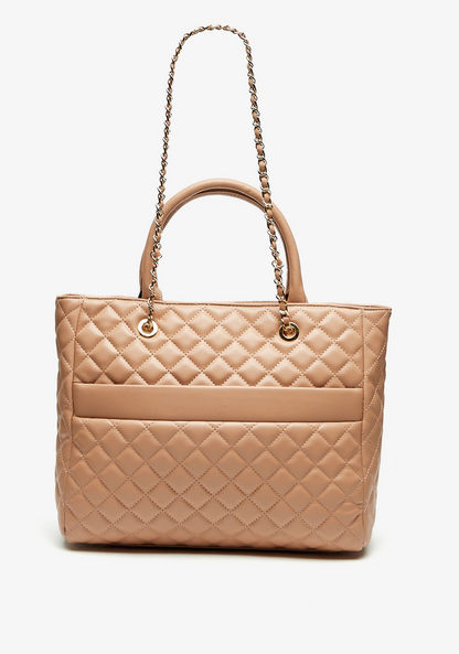 Celeste Quilted Tote Bag with Double Handle and Zip Closure-Women%27s Handbags-image-0