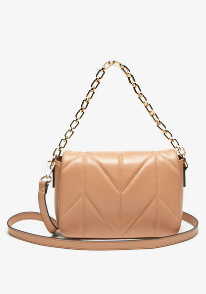 Celeste Quilted Crossbody Bag with Chain Detail and Magnetic Button Closure-Women%27s Handbags-image-0