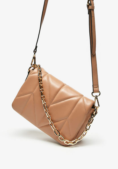 Celeste Quilted Crossbody Bag with Chain Detail and Magnetic Button Closure-Women%27s Handbags-image-1