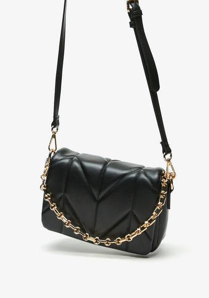 Celeste Quilted Crossbody Bag with Chain Detail and Magnetic Button Closure