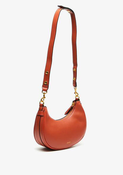 Celeste Solid Shoulder Bag with Detachable Handle and Zip Closure