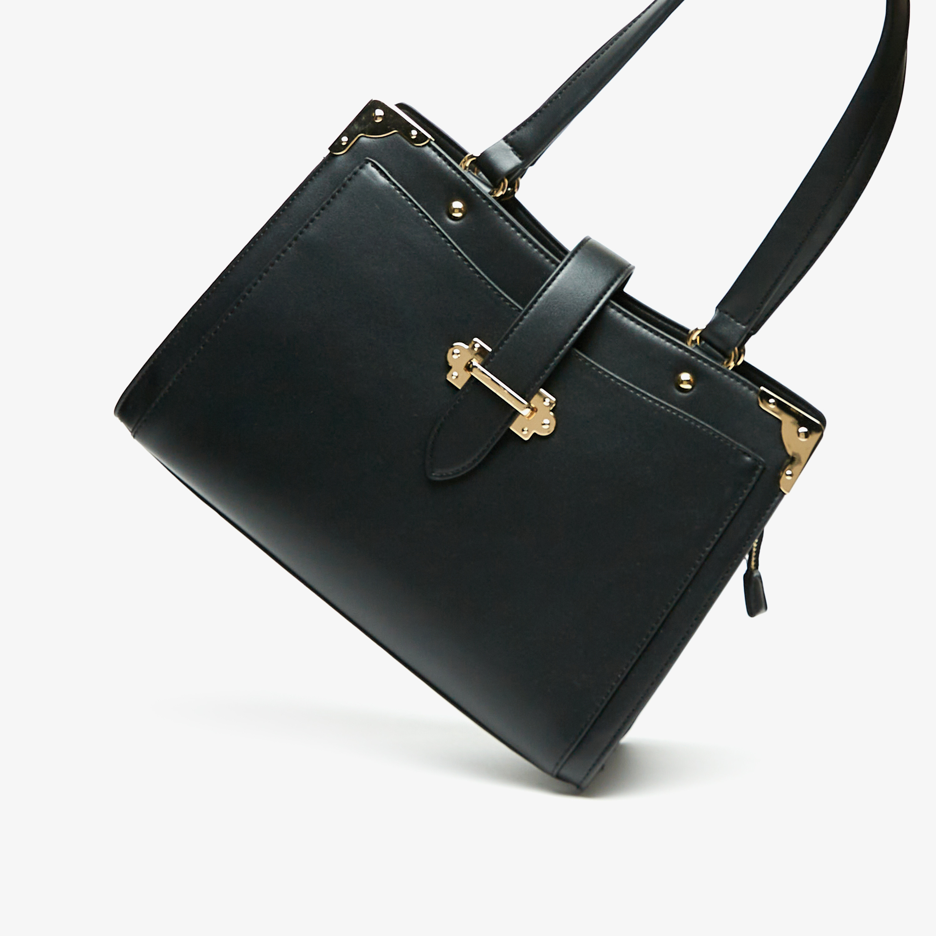 Celeste Solid Tote Bag with Double Handle and Zip Closure-women-bagsandwallets-handbags-image-2
