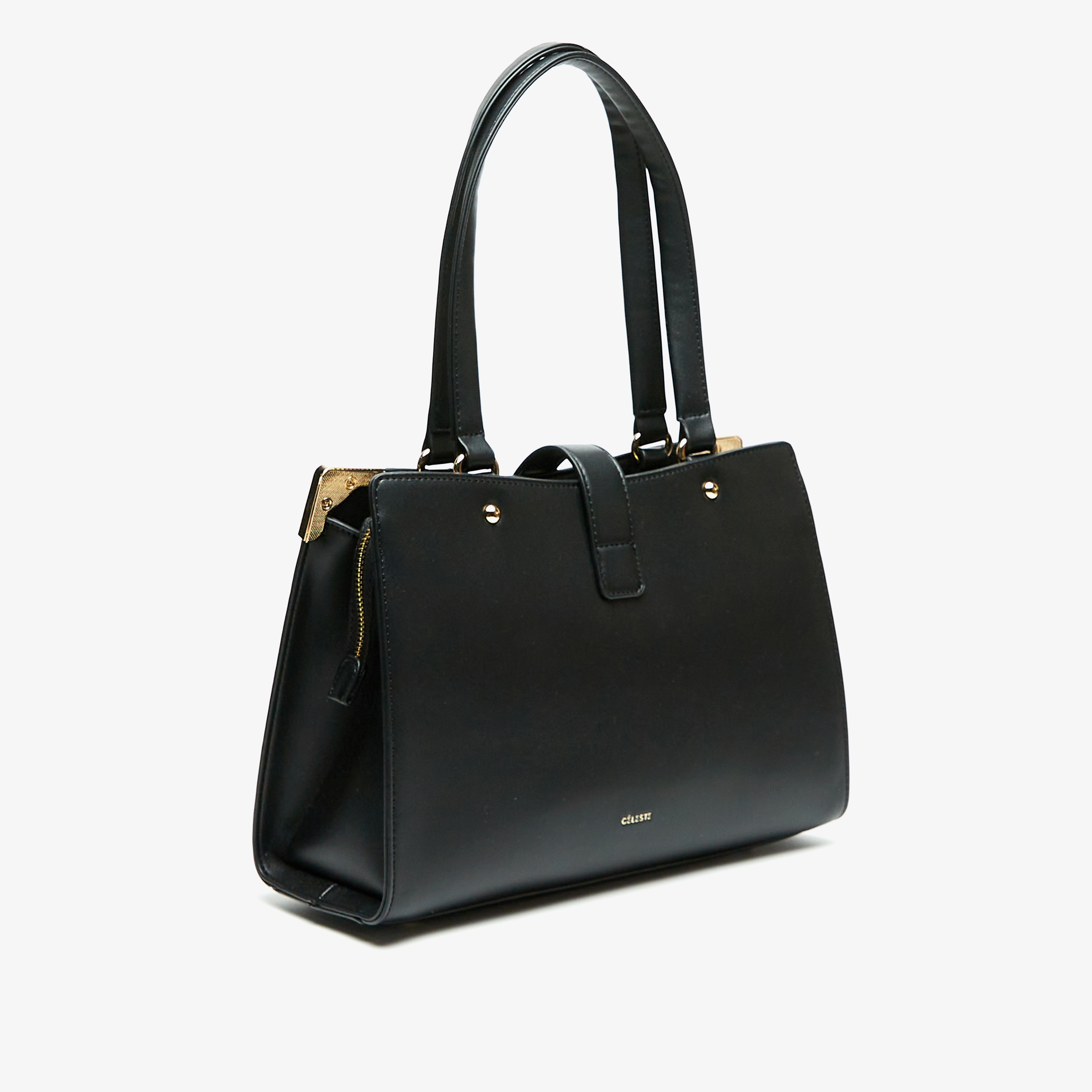 Celeste Solid Tote Bag with Double Handle and Zip Closure-women-bagsandwallets-handbags-image-3