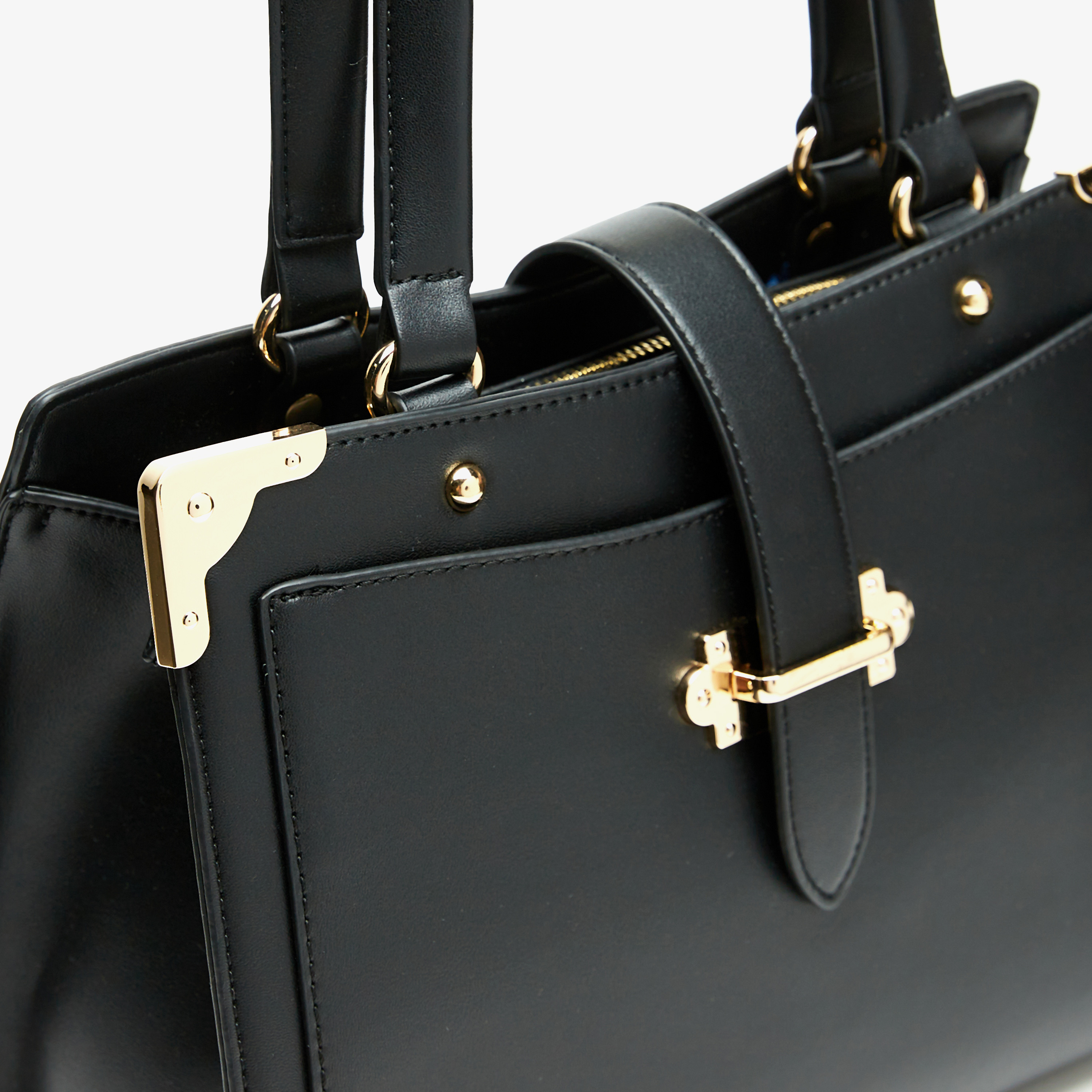 Celeste Solid Tote Bag with Double Handle and Zip Closure-women-bagsandwallets-handbags-image-4