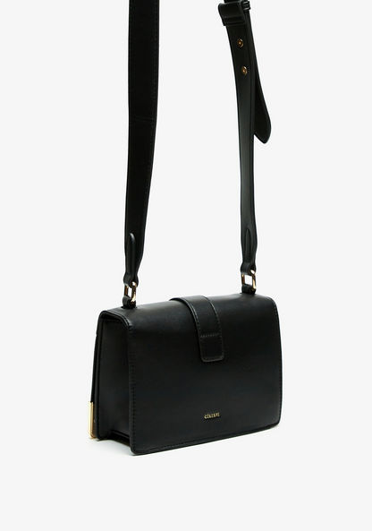 Celeste Solid Crossbody Bag with Adjustable Strap and Flap Closure