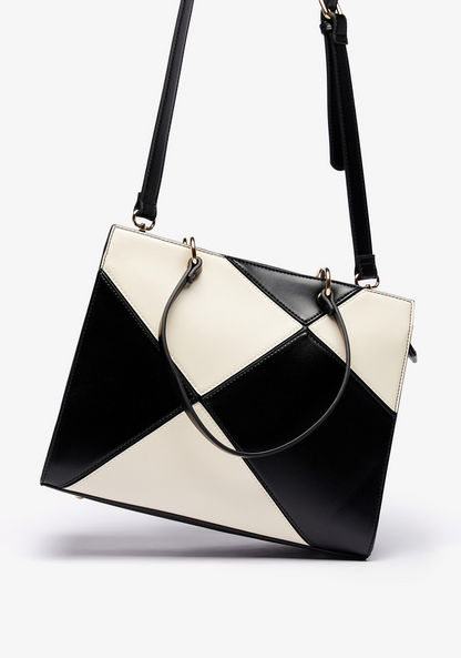 Celeste Colourblock Tote Bag with Detachable Strap and Zip Closure