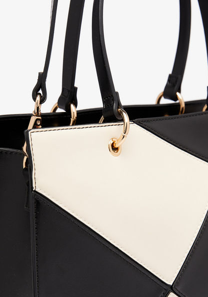 Celeste Colourblock Tote Bag with Detachable Strap and Zip Closure