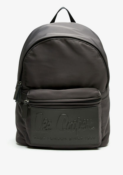 Lee Cooper Logo Print Backpack with Zip Closure-Women%27s Backpacks-image-0