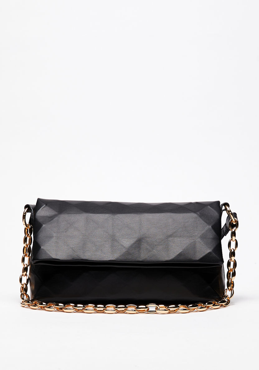 Haadana Diamond Embossed Shoulder Bag with Chunky Chain Accent-Women%27s Handbags-image-0
