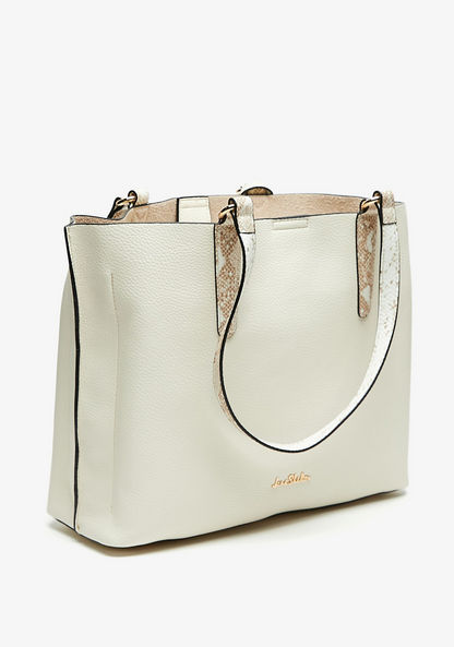 Jane Shilton Solid Tote Bag with Animal Print Handles and Zip Closure-Women%27s Handbags-image-2