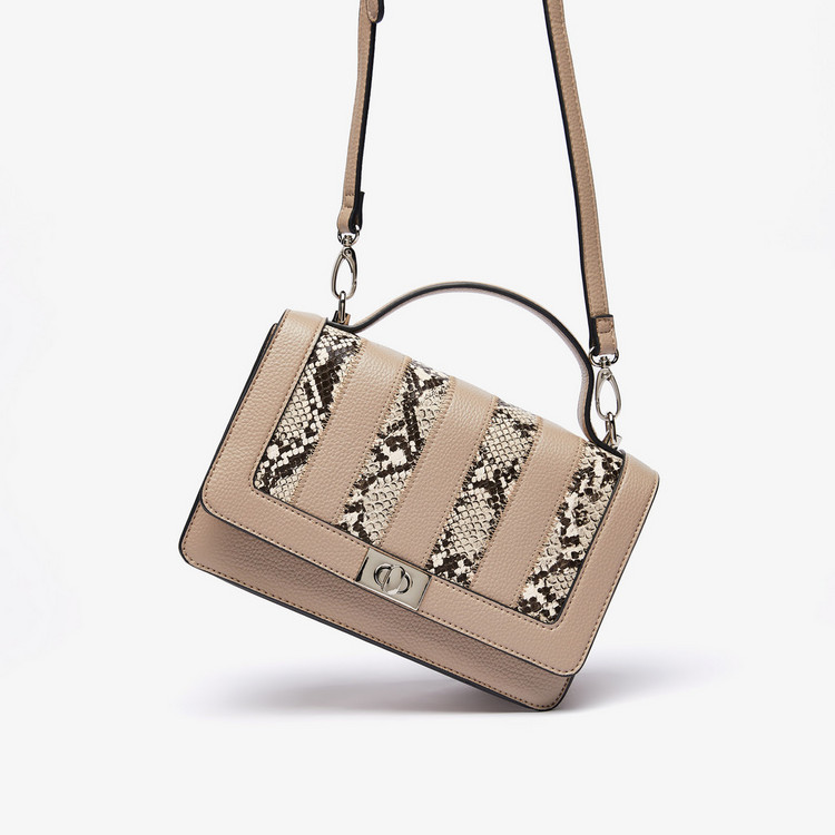 Jane Shilton Animal Textured Satchel Bag with Twist Lock Closure