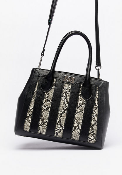 Jane Shilton Textured Tote Bag with Animal Print Detail and Detachable Strap