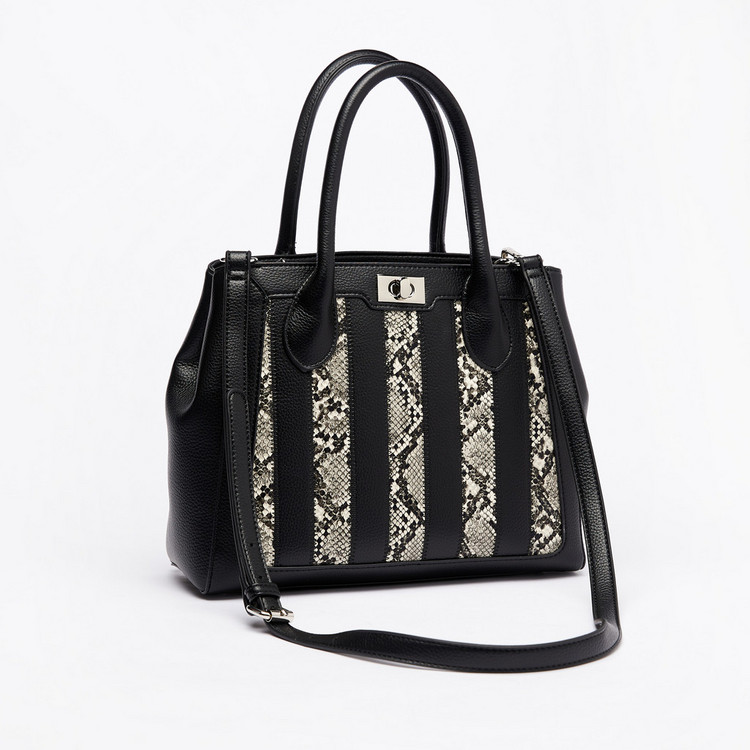 Jane Shilton Textured Tote Bag with Animal Print Detail and Detachable Strap