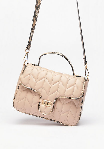 Jane Shilton Quilted Satchel Bag with Animal Print Detail and Top Handle