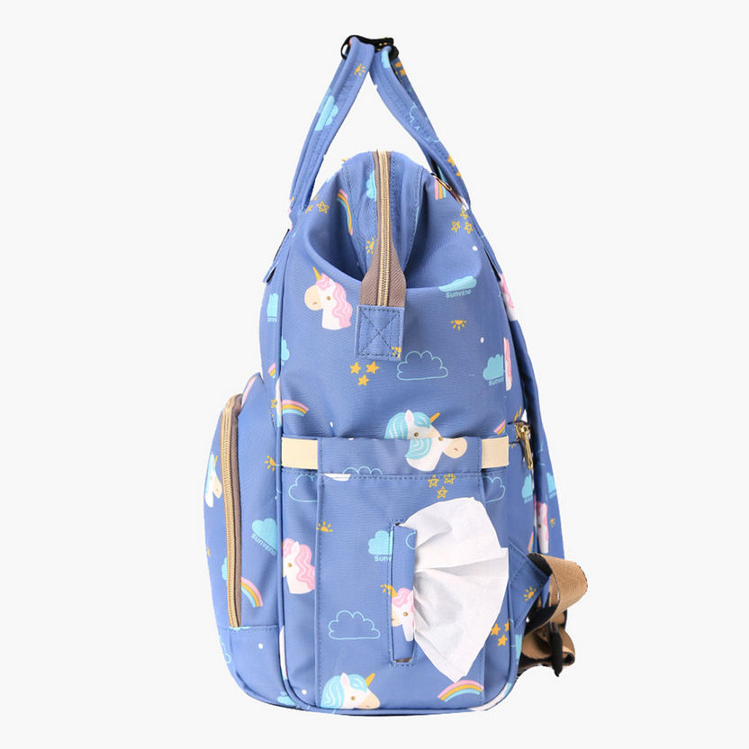 Sunveno Unicorn Print Diaper Backpack with USB Port and Top Handles-Diaper Bags-image-2