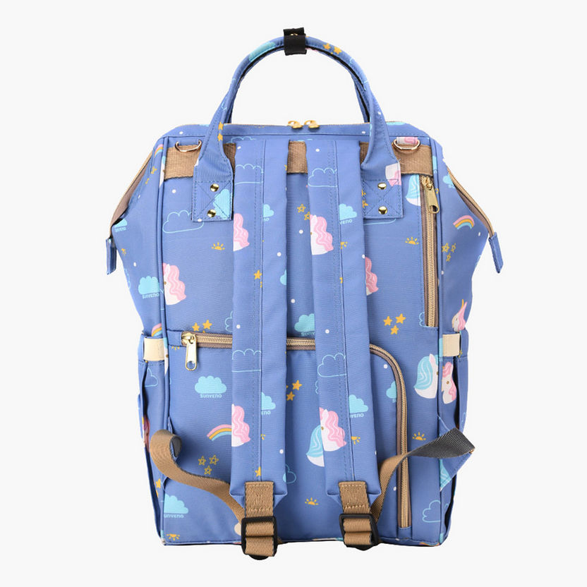 Sunveno Unicorn Print Diaper Backpack with USB Port and Top Handles-Diaper Bags-image-3