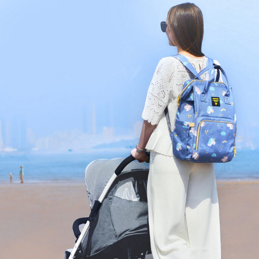 Sunveno Unicorn Print Diaper Backpack with USB Port and Top Handles-Diaper Bags-image-5