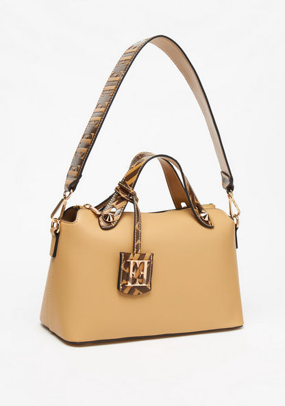 Elle Solid Bowler Bag with Double Handles-Women%27s Handbags-image-2