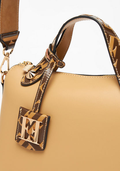Elle Solid Bowler Bag with Double Handles-Women%27s Handbags-image-3