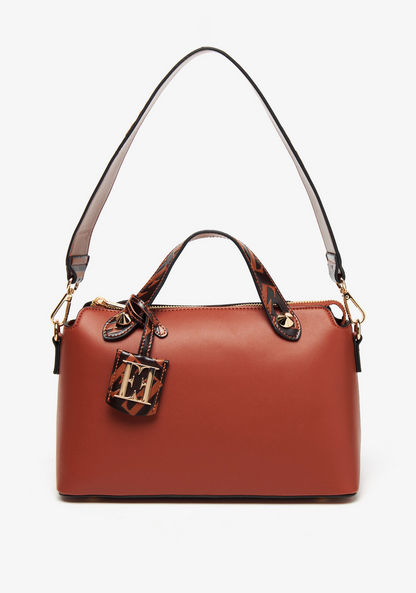 Elle Solid Bowler Bag with Double Handles-Women%27s Handbags-image-0