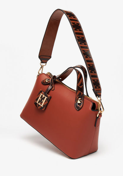 Elle Solid Bowler Bag with Double Handles-Women%27s Handbags-image-1