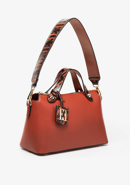 Elle Solid Bowler Bag with Double Handles