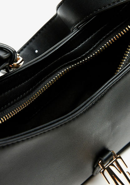 Elle Solid Shoulder Bag with Adjustable Handle and Button Closure