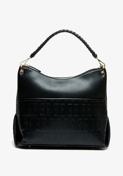 Elle Monogram Embossed Shoulder Bag with Detachable Strap-Women%27s Handbags-image-0