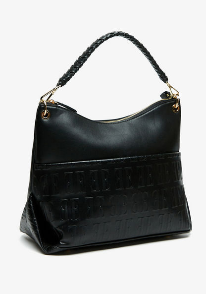 Elle Monogram Embossed Shoulder Bag with Detachable Strap-Women%27s Handbags-image-1