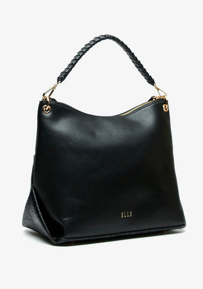 Elle Monogram Embossed Shoulder Bag with Detachable Strap-Women%27s Handbags-image-2