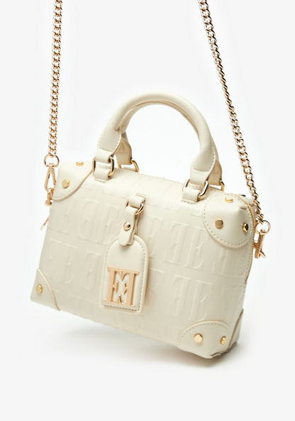 Elle Monogram Embossed Bowler Bag with Detachable Chain Strap
