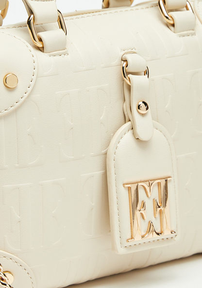 Elle Monogram Embossed Bowler Bag with Detachable Chain Strap