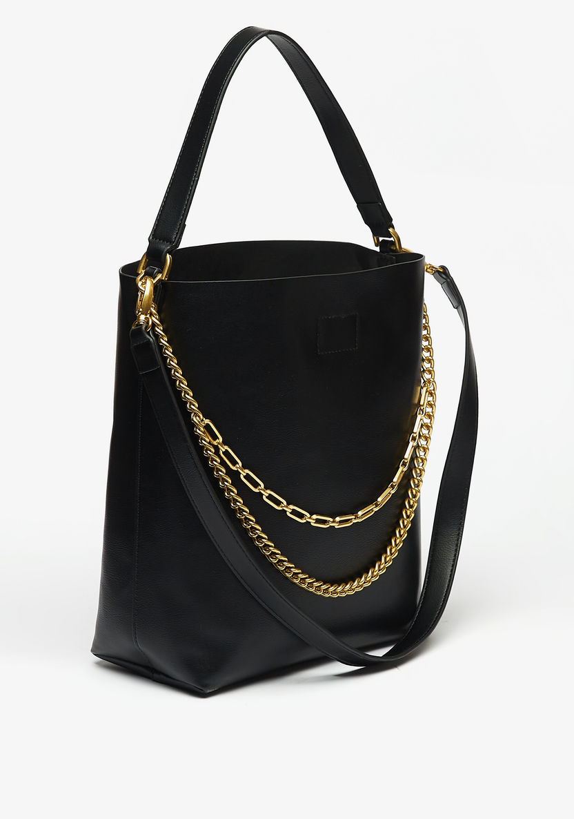 Celeste Solid Shoulder Bag with Chain Accent and Pouch-Women%27s Handbags-image-2