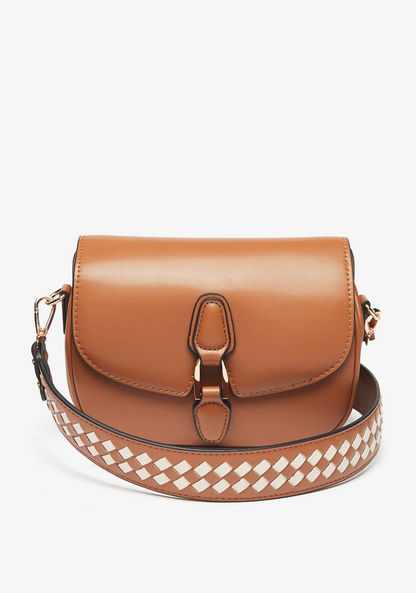 Celeste Solid Crossbody Bag with Weave Detail Strap-Women%27s Handbags-image-0
