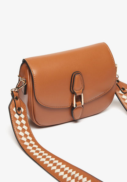 Celeste Solid Crossbody Bag with Weave Detail Strap-Women%27s Handbags-image-2