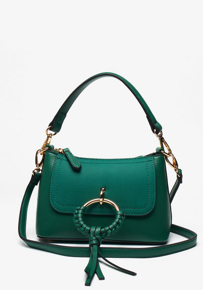 Celeste Solid Crossbody Bag with Detachable Strap and Ring Detail-Women%27s Handbags-image-0