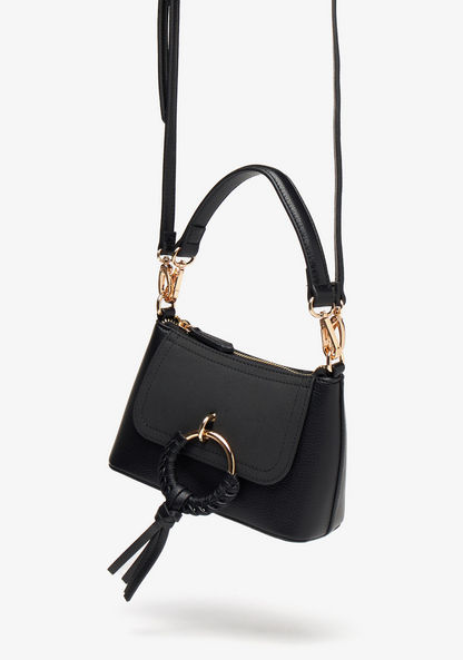 Celeste Solid Crossbody Bag with Detachable Strap and Ring Detail-Women%27s Handbags-image-1