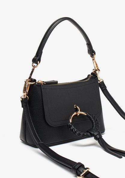 Celeste Solid Crossbody Bag with Detachable Strap and Ring Detail
