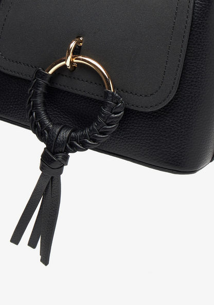 Celeste Solid Crossbody Bag with Detachable Strap and Ring Detail