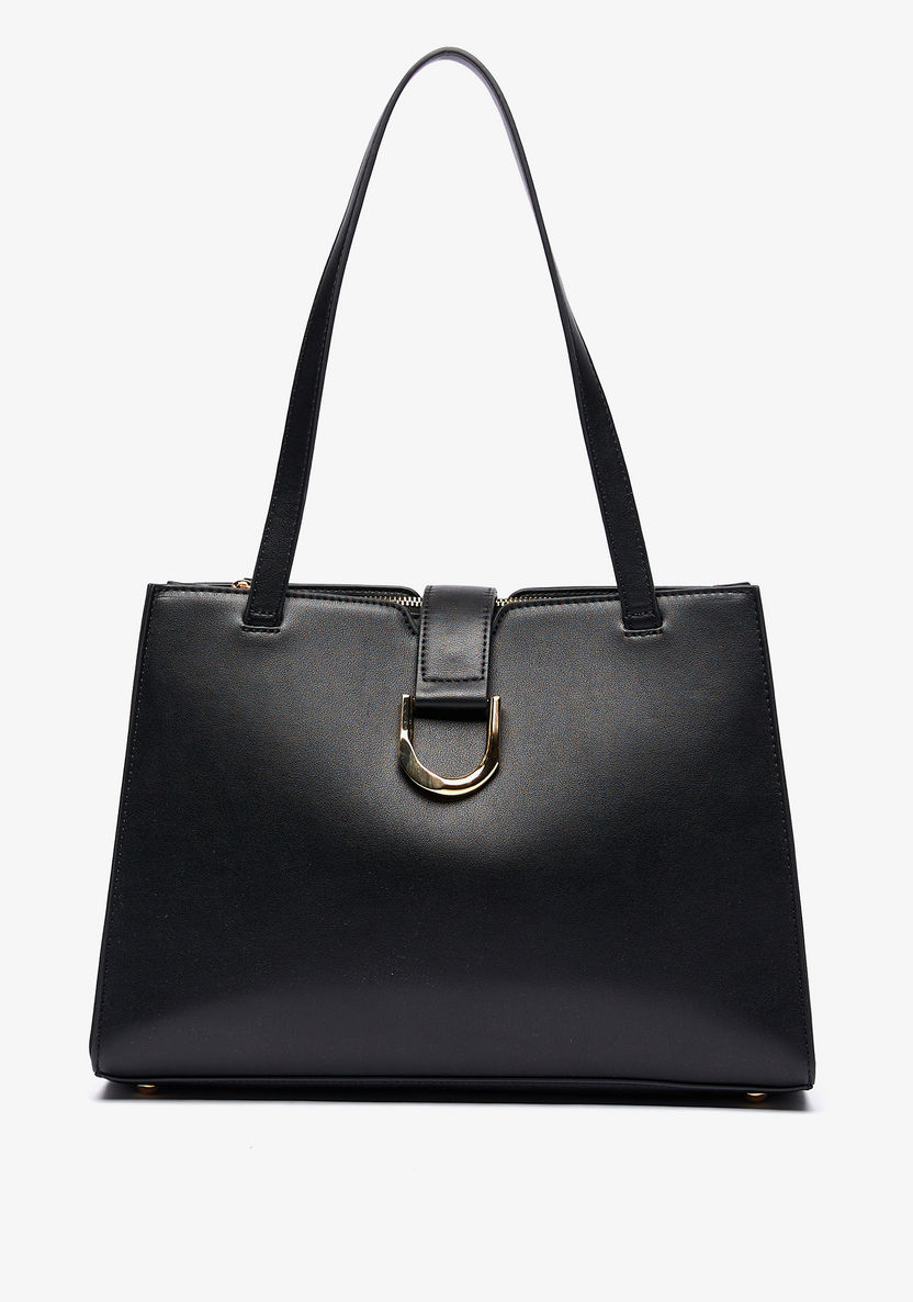 Celeste Solid Shopper Bag with Double Handle and Snap Button Closure-Women%27s Handbags-image-0