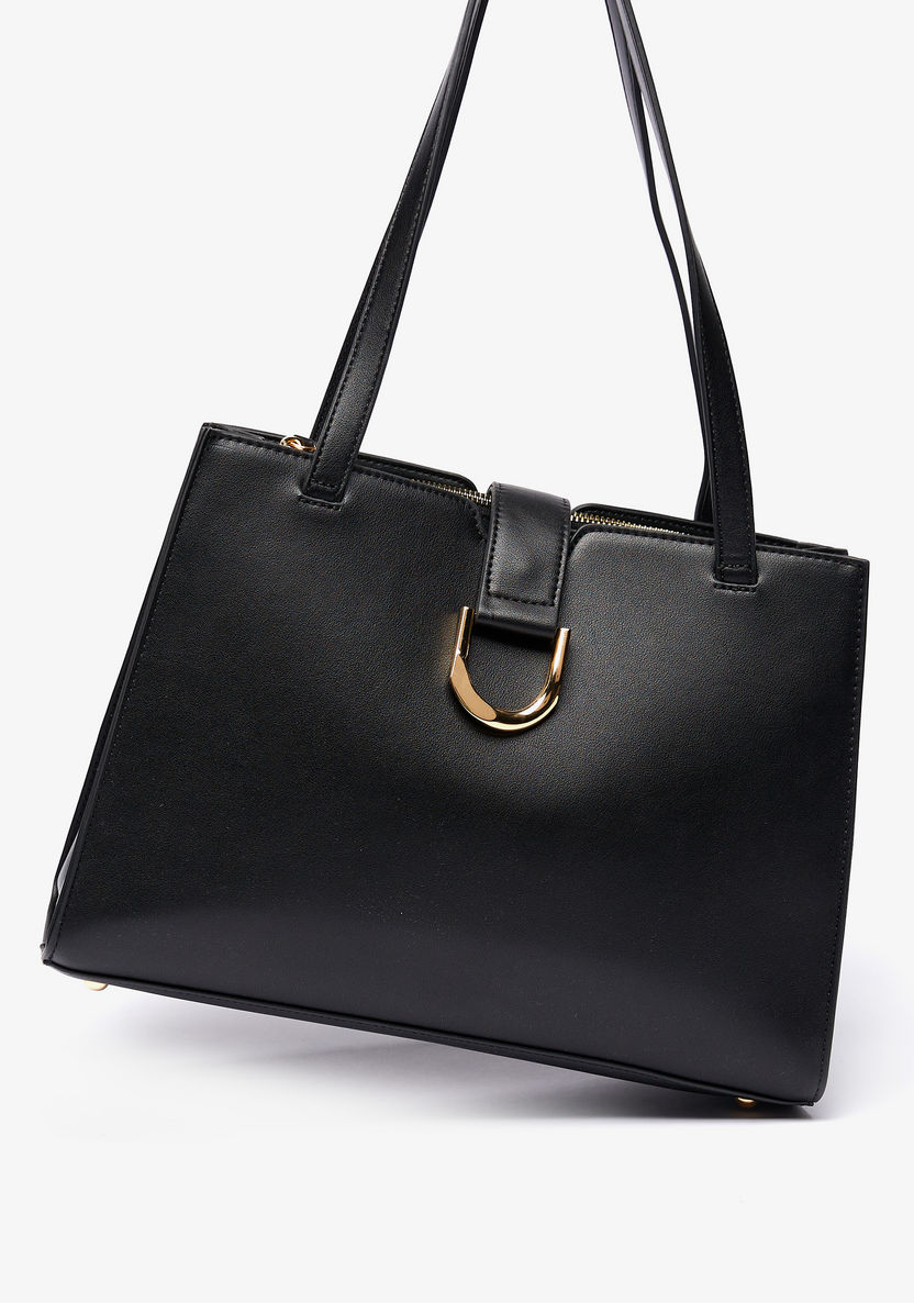 Celeste Solid Shopper Bag with Double Handle and Snap Button Closure-Women%27s Handbags-image-1