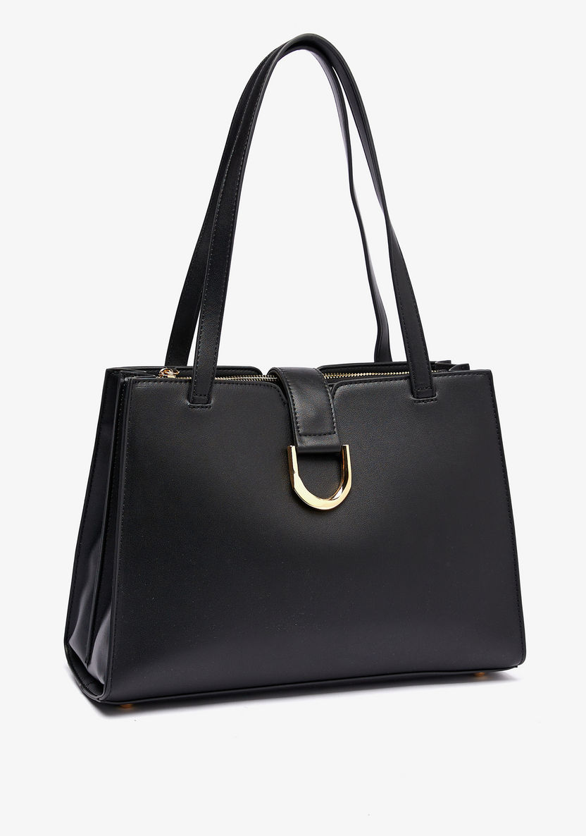 Celeste Solid Shopper Bag with Double Handle and Snap Button Closure-Women%27s Handbags-image-2