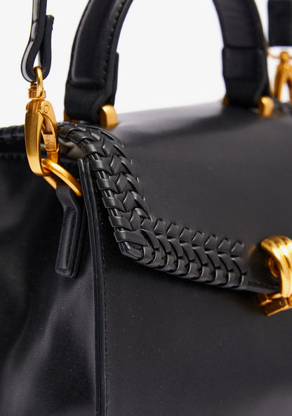 Celeste Solid Satchel Bag with Weave Detail-Women%27s Handbags-image-3
