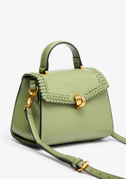 Celeste Solid Satchel Bag with Weave Detail-Women%27s Handbags-image-2