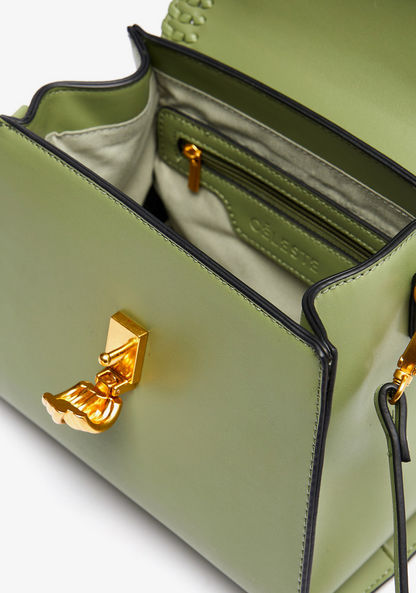 Celeste Solid Satchel Bag with Weave Detail-Women%27s Handbags-image-4